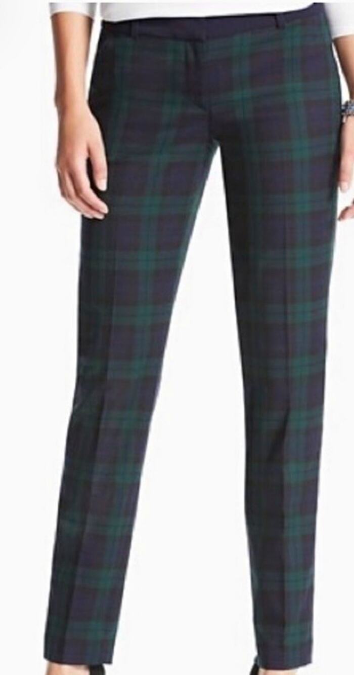 Women’s Blackwatch Plaid Marissa Flat Front Straight Leg Dress Pants Zip size 12